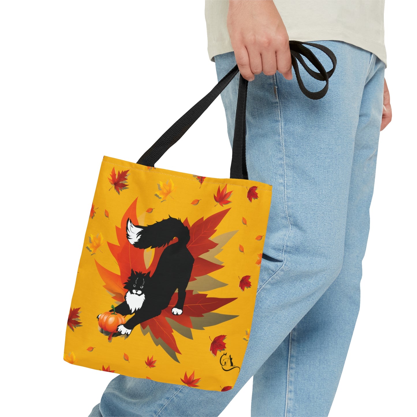 GA Cat Ludo Leaves and Pumpkin - Tote Bag