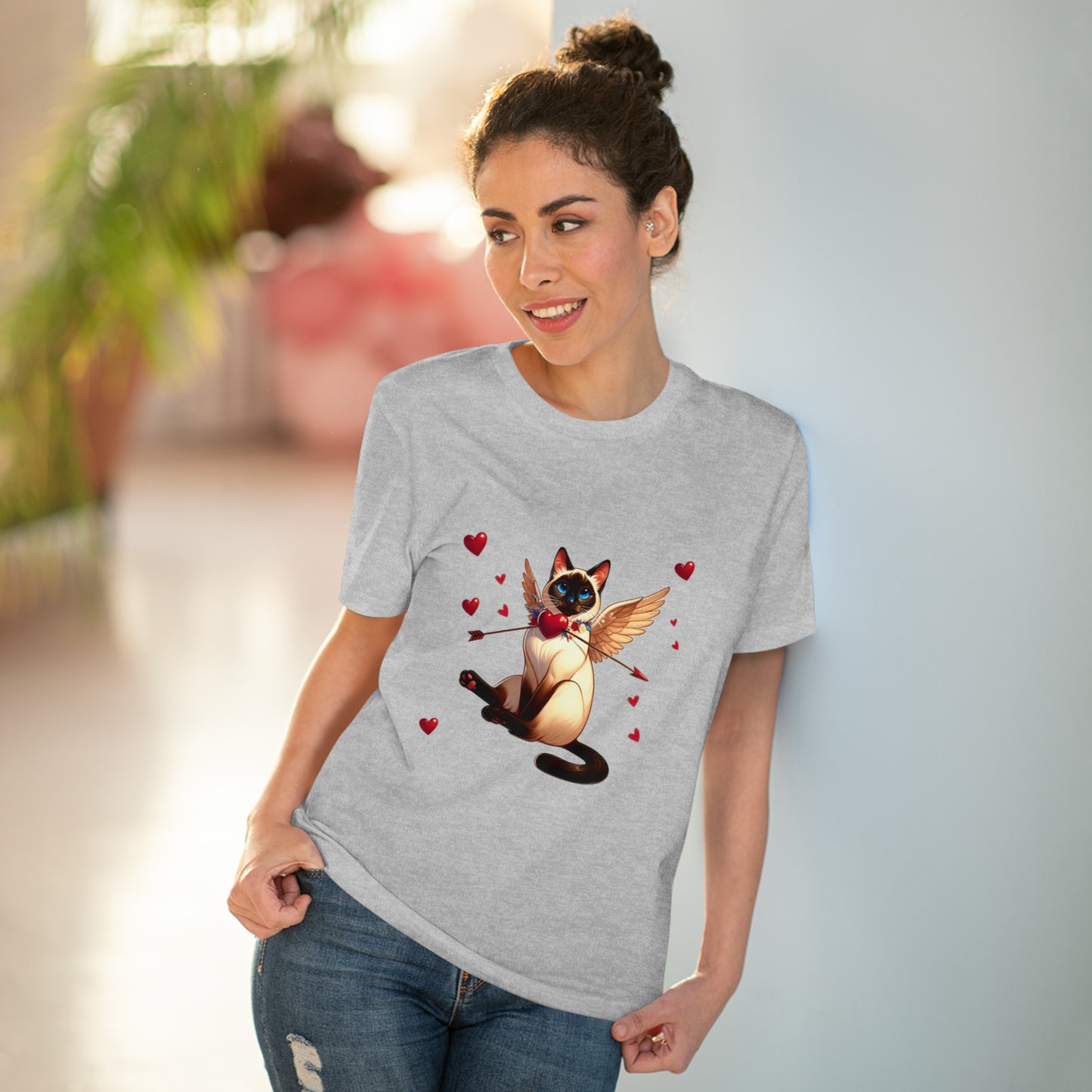 GA Cat Cupid Valentine, Organic T-shirt - Unisex