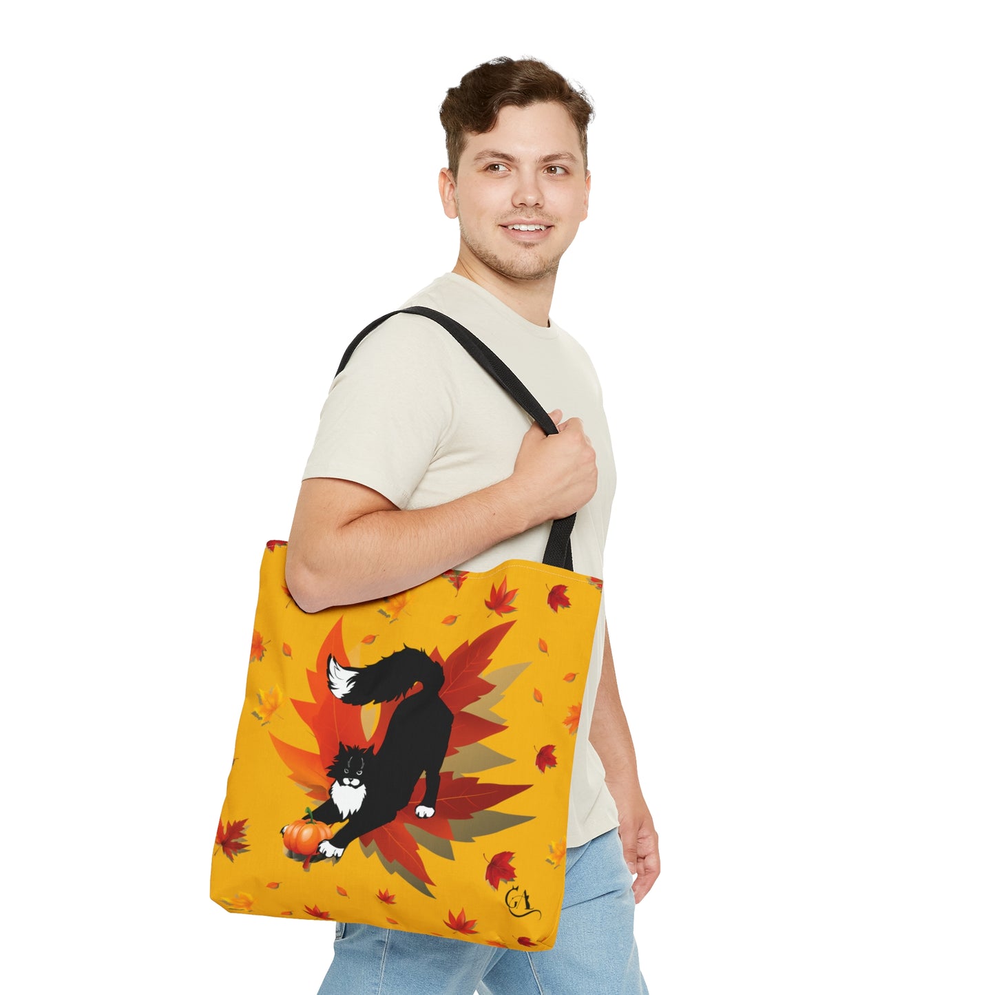 GA Cat Ludo Leaves and Pumpkin - Tote Bag