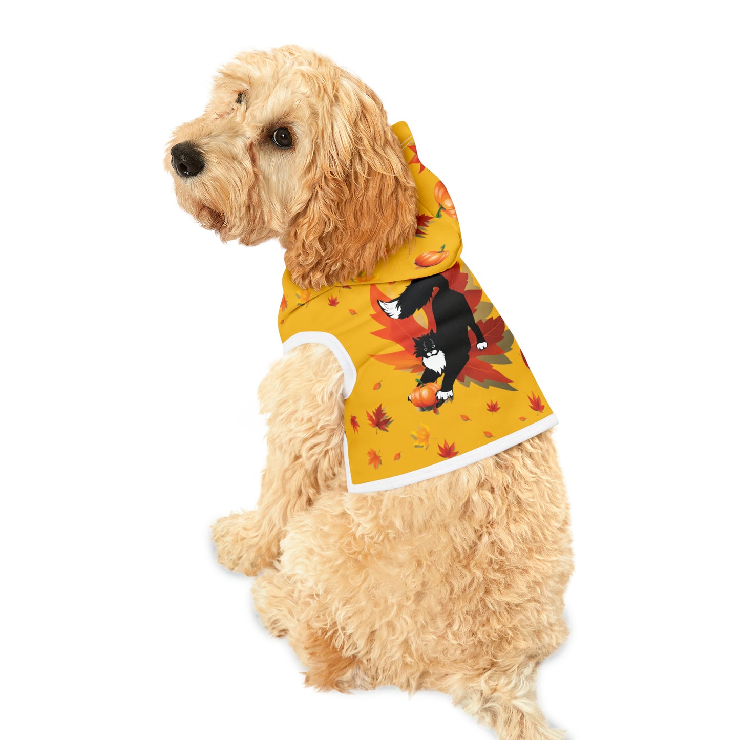  GA Ludo Leaves and Pumpkins, Pet Hoodie (Amarelo)